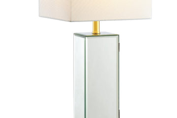 Lila 27" Mirror/Iron Hidden Jewelry Box Mirrored Column LED Table Lamp - JONATHAN Y